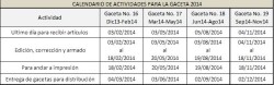 calendario gaceta 2014